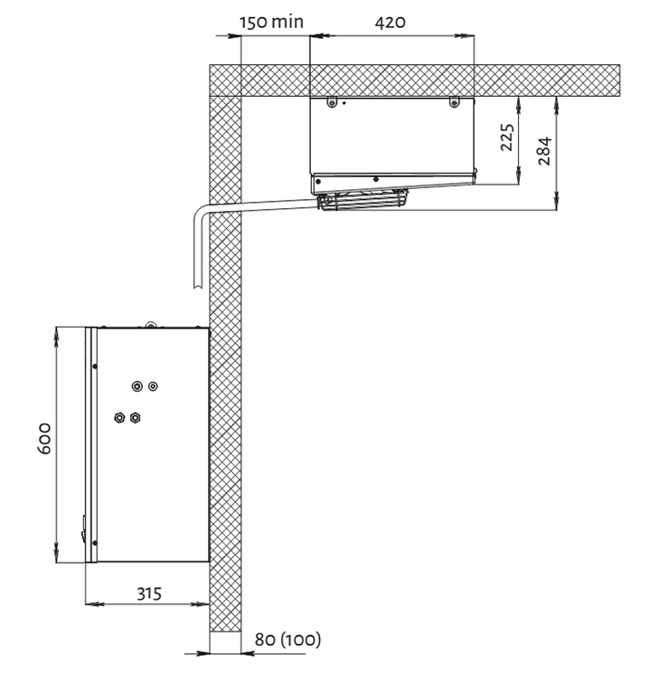 Polair SM 115 M - схема установки в камере